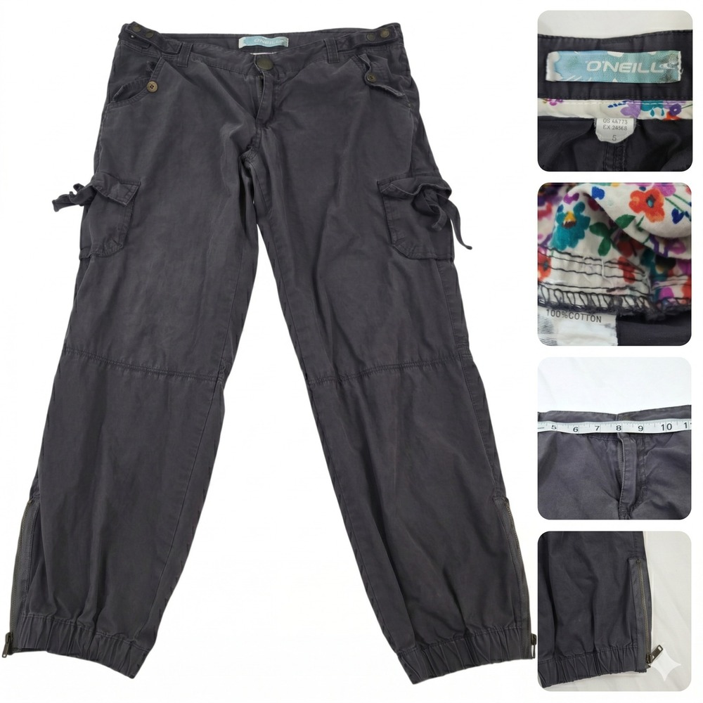 Vintage ONeill Y2K Cargo Pants Womens 5 Sun Faded Grey Gorpcore Skate Surf 00s